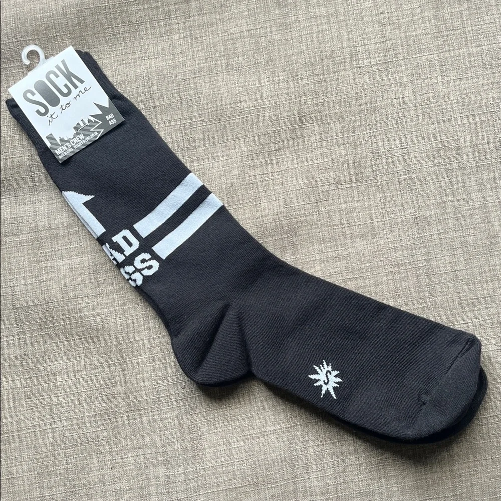 Sock it to Me Bad Ass Socks Black & White Men's Crew Novelty Gift Quirky